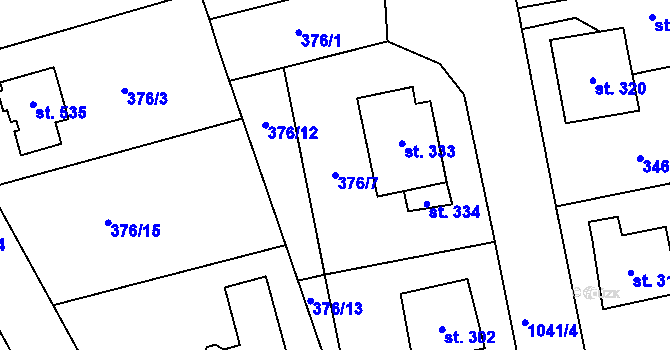 Parcela st. 376/7 v KÚ Zdíkov, Katastrální mapa
