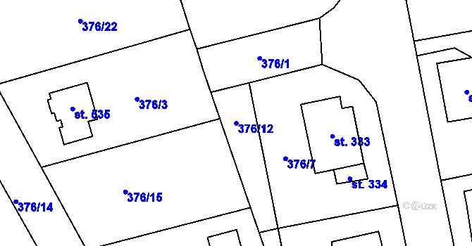Parcela st. 376/12 v KÚ Zdíkov, Katastrální mapa