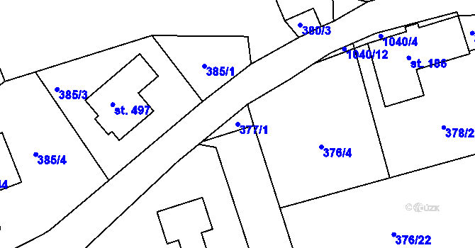 Parcela st. 377/1 v KÚ Zdíkov, Katastrální mapa