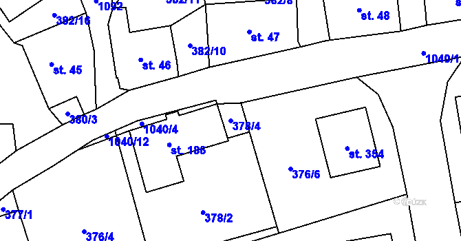 Parcela st. 378/4 v KÚ Zdíkov, Katastrální mapa