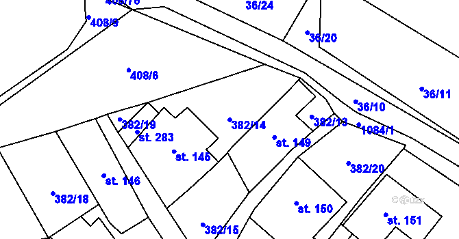 Parcela st. 382/14 v KÚ Zdíkov, Katastrální mapa