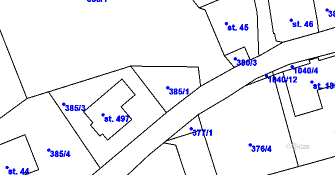 Parcela st. 385/1 v KÚ Zdíkov, Katastrální mapa