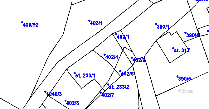 Parcela st. 402/4 v KÚ Zdíkov, Katastrální mapa