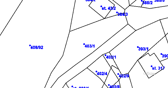 Parcela st. 403/1 v KÚ Zdíkov, Katastrální mapa