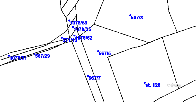 Parcela st. 567/5 v KÚ Zdíkov, Katastrální mapa