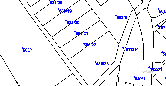 Parcela st. 588/22 v KÚ Zdíkov, Katastrální mapa