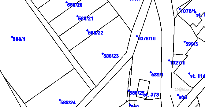 Parcela st. 588/23 v KÚ Zdíkov, Katastrální mapa