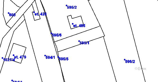 Parcela st. 595/1 v KÚ Zdíkov, Katastrální mapa