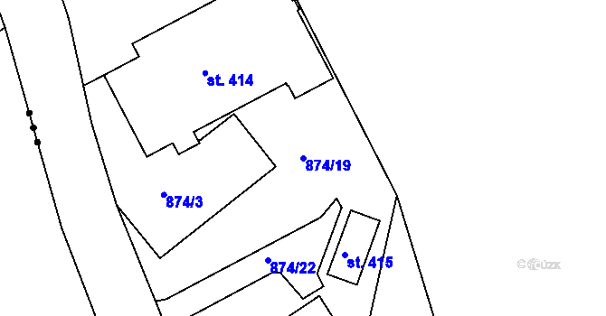 Parcela st. 874/19 v KÚ Zdíkov, Katastrální mapa