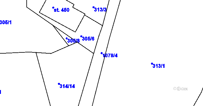 Parcela st. 1078/4 v KÚ Zdíkov, Katastrální mapa