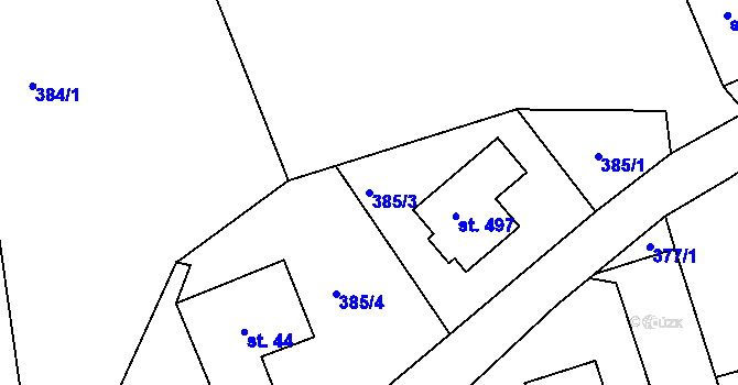 Parcela st. 385/3 v KÚ Zdíkov, Katastrální mapa