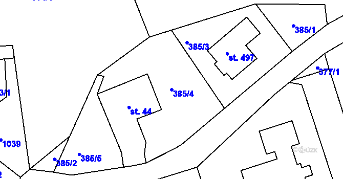 Parcela st. 385/4 v KÚ Zdíkov, Katastrální mapa