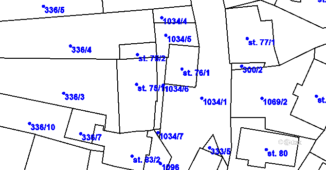Parcela st. 1034/6 v KÚ Zdíkov, Katastrální mapa