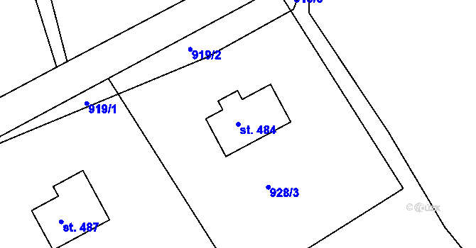 Parcela st. 484 v KÚ Zdíkov, Katastrální mapa