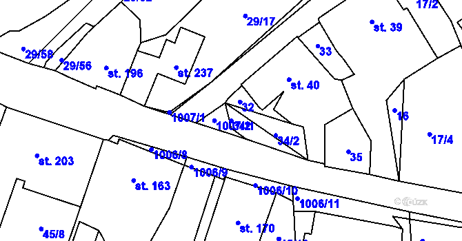 Parcela st. 34/1 v KÚ Zdíkov, Katastrální mapa