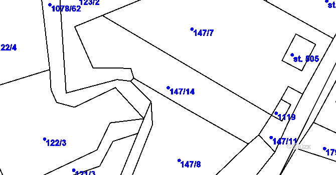 Parcela st. 147/14 v KÚ Zdíkov, Katastrální mapa