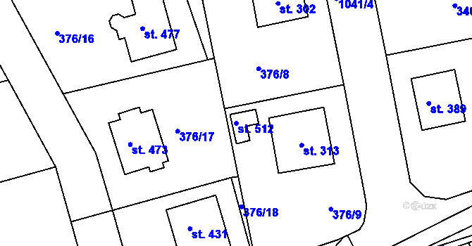 Parcela st. 512 v KÚ Zdíkov, Katastrální mapa