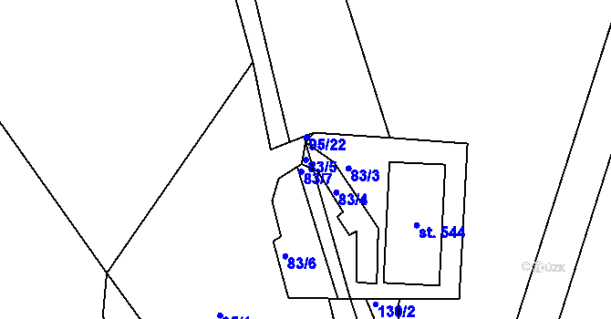 Parcela st. 83/5 v KÚ Zdíkov, Katastrální mapa