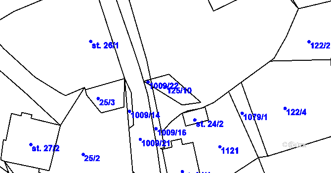 Parcela st. 125/10 v KÚ Zdíkov, Katastrální mapa