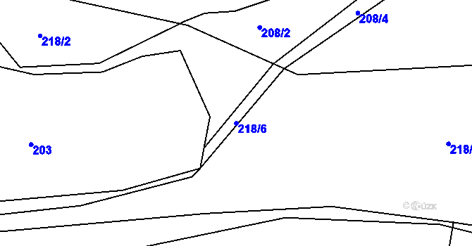 Parcela st. 218/6 v KÚ Zdíkov, Katastrální mapa