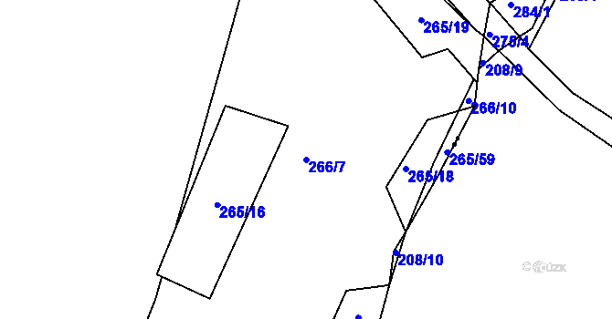 Parcela st. 266/7 v KÚ Zdíkov, Katastrální mapa