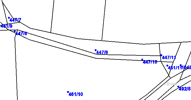 Parcela st. 447/9 v KÚ Zdíkov, Katastrální mapa