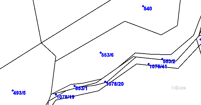 Parcela st. 553/6 v KÚ Zdíkov, Katastrální mapa