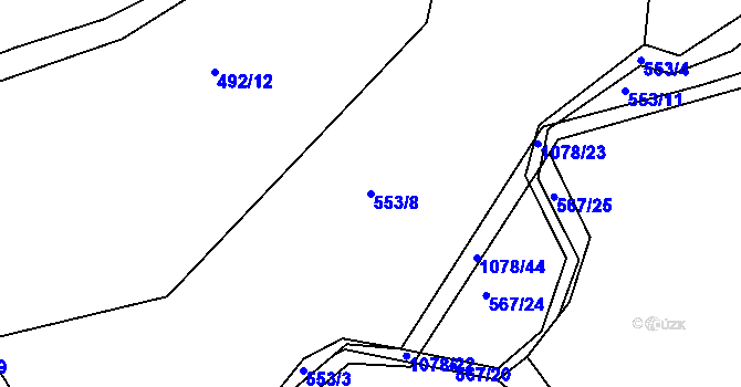 Parcela st. 553/8 v KÚ Zdíkov, Katastrální mapa