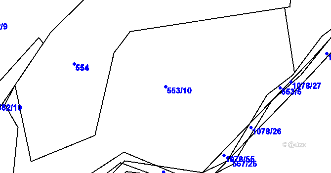 Parcela st. 553/10 v KÚ Zdíkov, Katastrální mapa