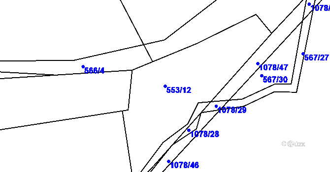 Parcela st. 553/12 v KÚ Zdíkov, Katastrální mapa