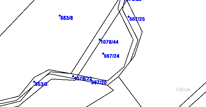 Parcela st. 567/24 v KÚ Zdíkov, Katastrální mapa