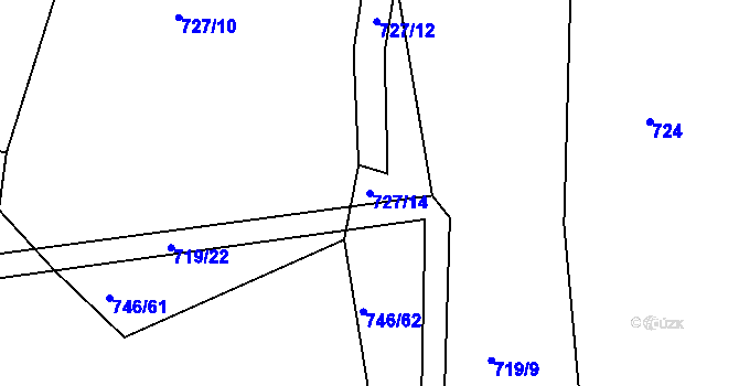 Parcela st. 727/14 v KÚ Zdíkov, Katastrální mapa