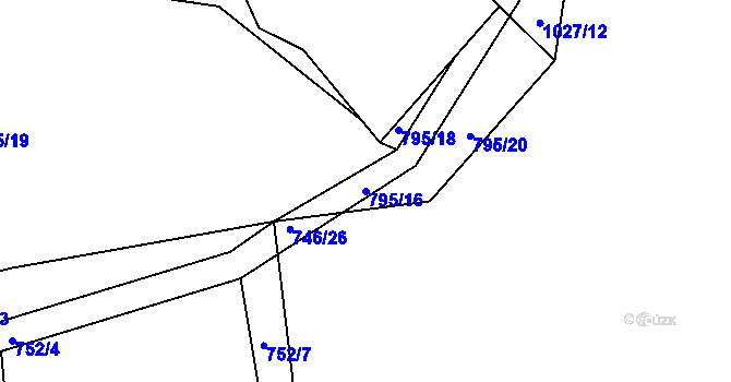Parcela st. 795/16 v KÚ Zdíkov, Katastrální mapa