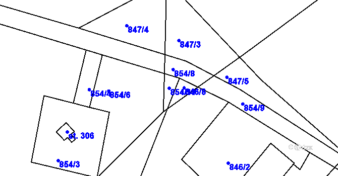 Parcela st. 854/11 v KÚ Zdíkov, Katastrální mapa