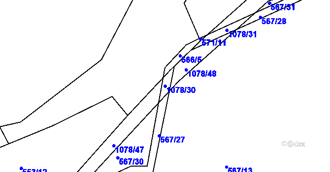 Parcela st. 1078/30 v KÚ Zdíkov, Katastrální mapa