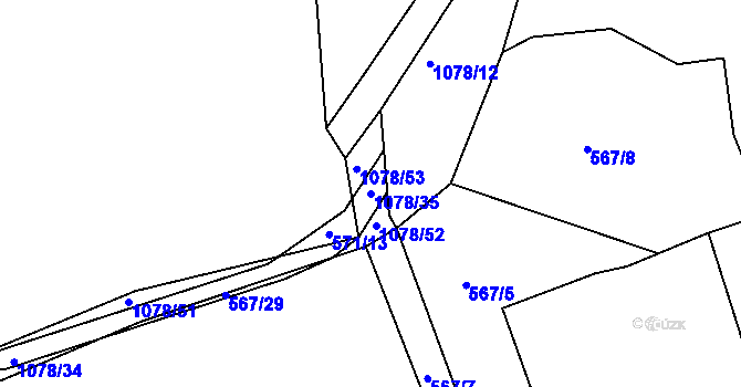 Parcela st. 1078/35 v KÚ Zdíkov, Katastrální mapa