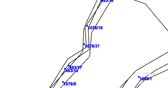 Parcela st. 1078/37 v KÚ Zdíkov, Katastrální mapa