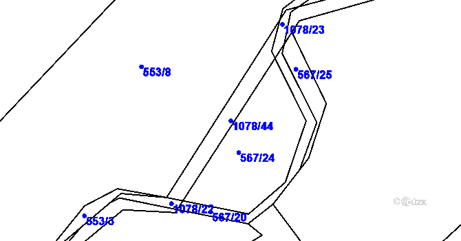 Parcela st. 1078/44 v KÚ Zdíkov, Katastrální mapa