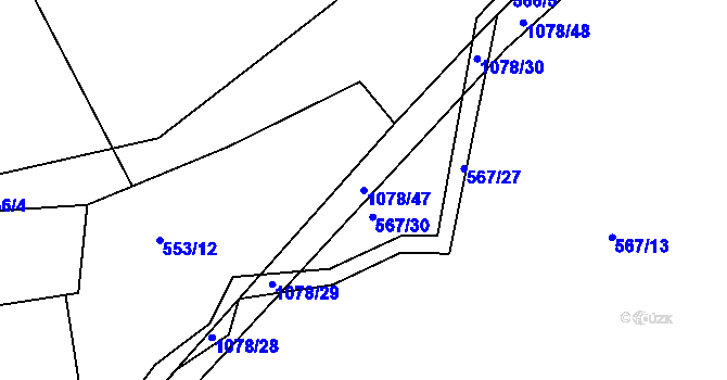 Parcela st. 1078/47 v KÚ Zdíkov, Katastrální mapa