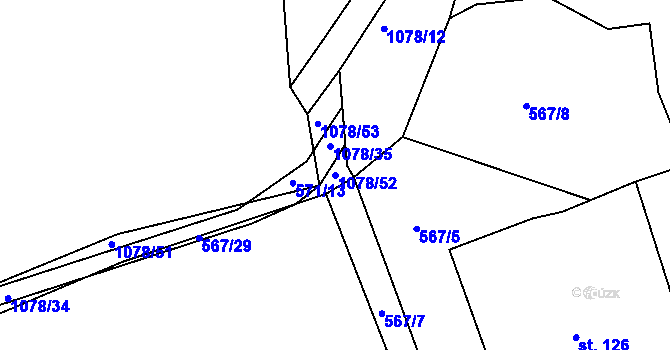 Parcela st. 1078/52 v KÚ Zdíkov, Katastrální mapa