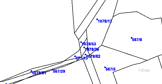 Parcela st. 1078/53 v KÚ Zdíkov, Katastrální mapa