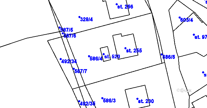 Parcela st. 520 v KÚ Zdíkov, Katastrální mapa