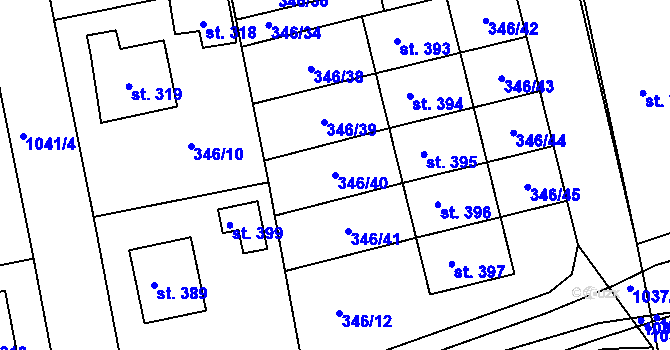 Parcela st. 346/40 v KÚ Zdíkov, Katastrální mapa