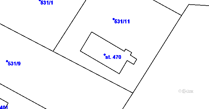 Parcela st. 470 v KÚ Zdíkov, Katastrální mapa