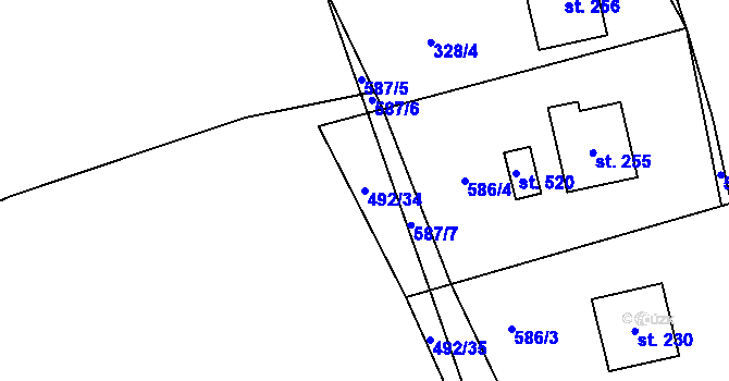 Parcela st. 492/34 v KÚ Zdíkov, Katastrální mapa