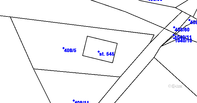 Parcela st. 545 v KÚ Zdíkov, Katastrální mapa