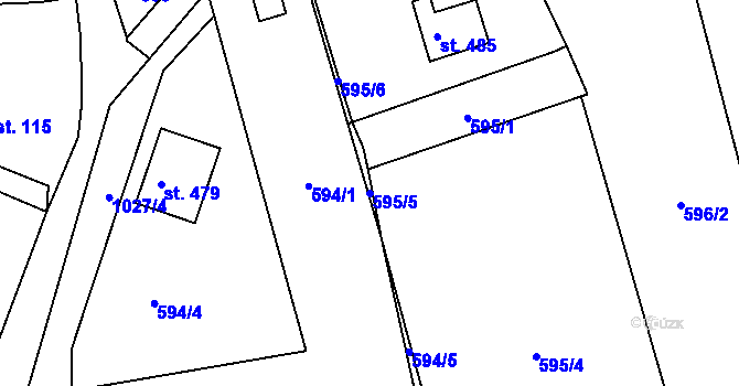 Parcela st. 595/5 v KÚ Zdíkov, Katastrální mapa