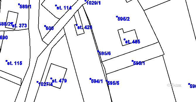 Parcela st. 595/6 v KÚ Zdíkov, Katastrální mapa