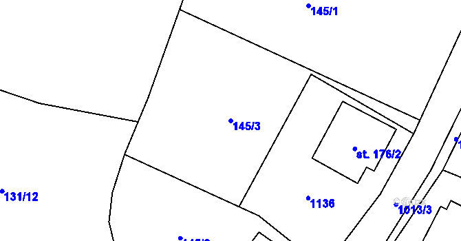 Parcela st. 145/3 v KÚ Zdíkov, Katastrální mapa