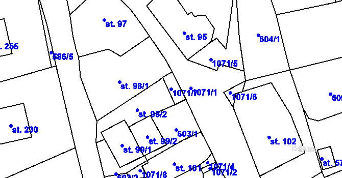 Parcela st. 1071/7 v KÚ Zdíkov, Katastrální mapa